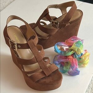 Express Gladiator Wedge Sandals Brown